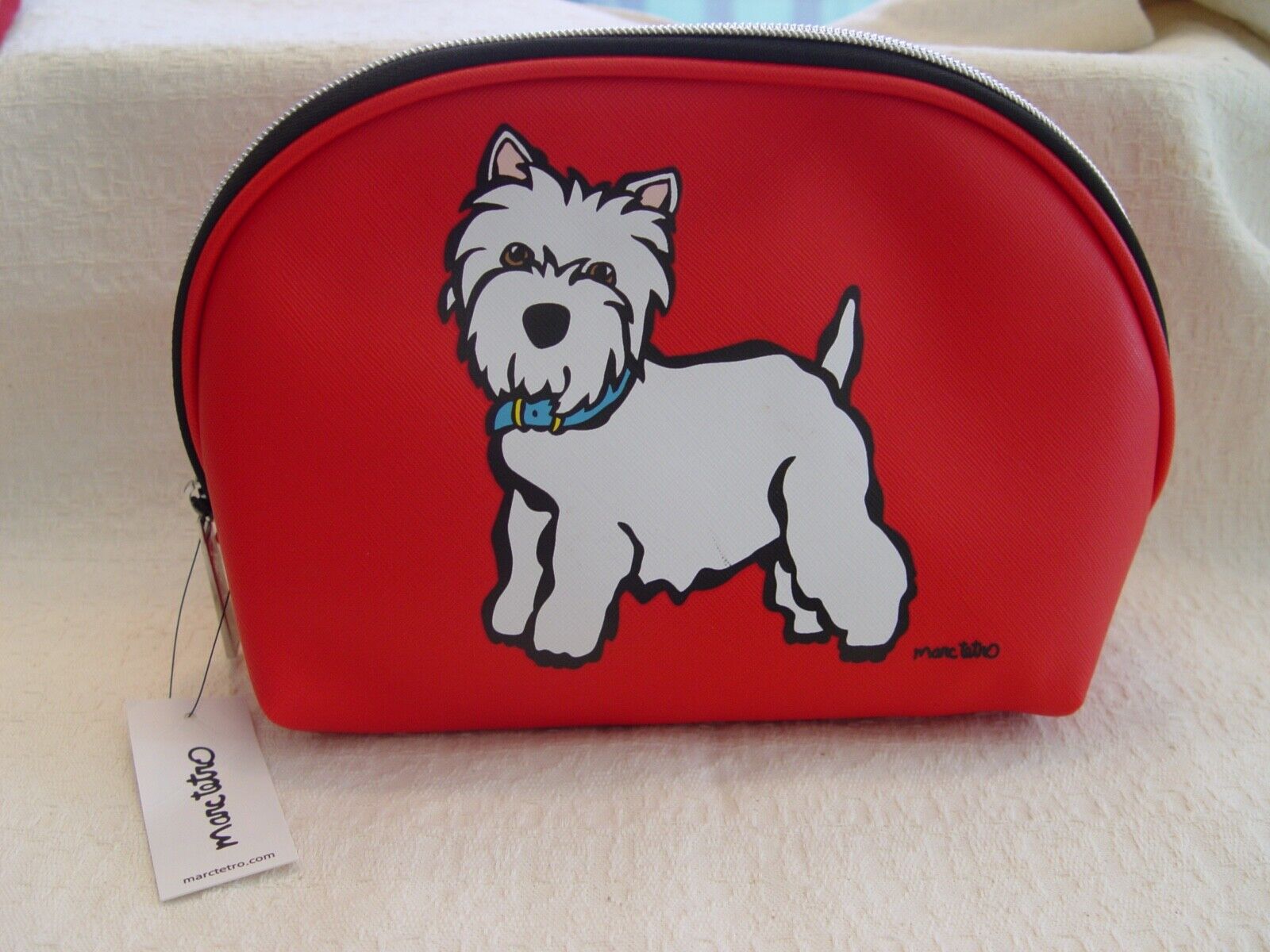 NWT Marc Tetro WESTIE WESTHIGHLAND TERRIER Large Zippered Makeup Cosmetic Bag 