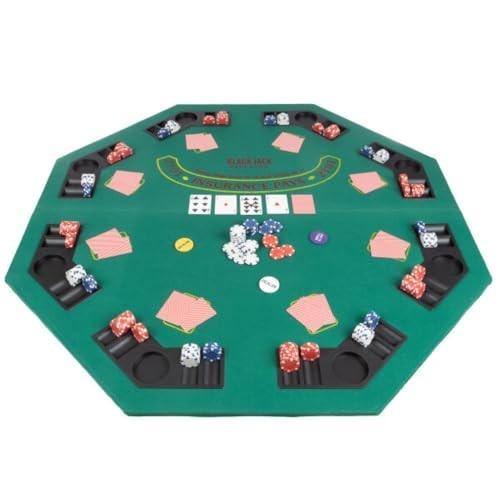48 Inch Folding Poker Table Top, Solid Wood, 8 Player Blackjack Surface