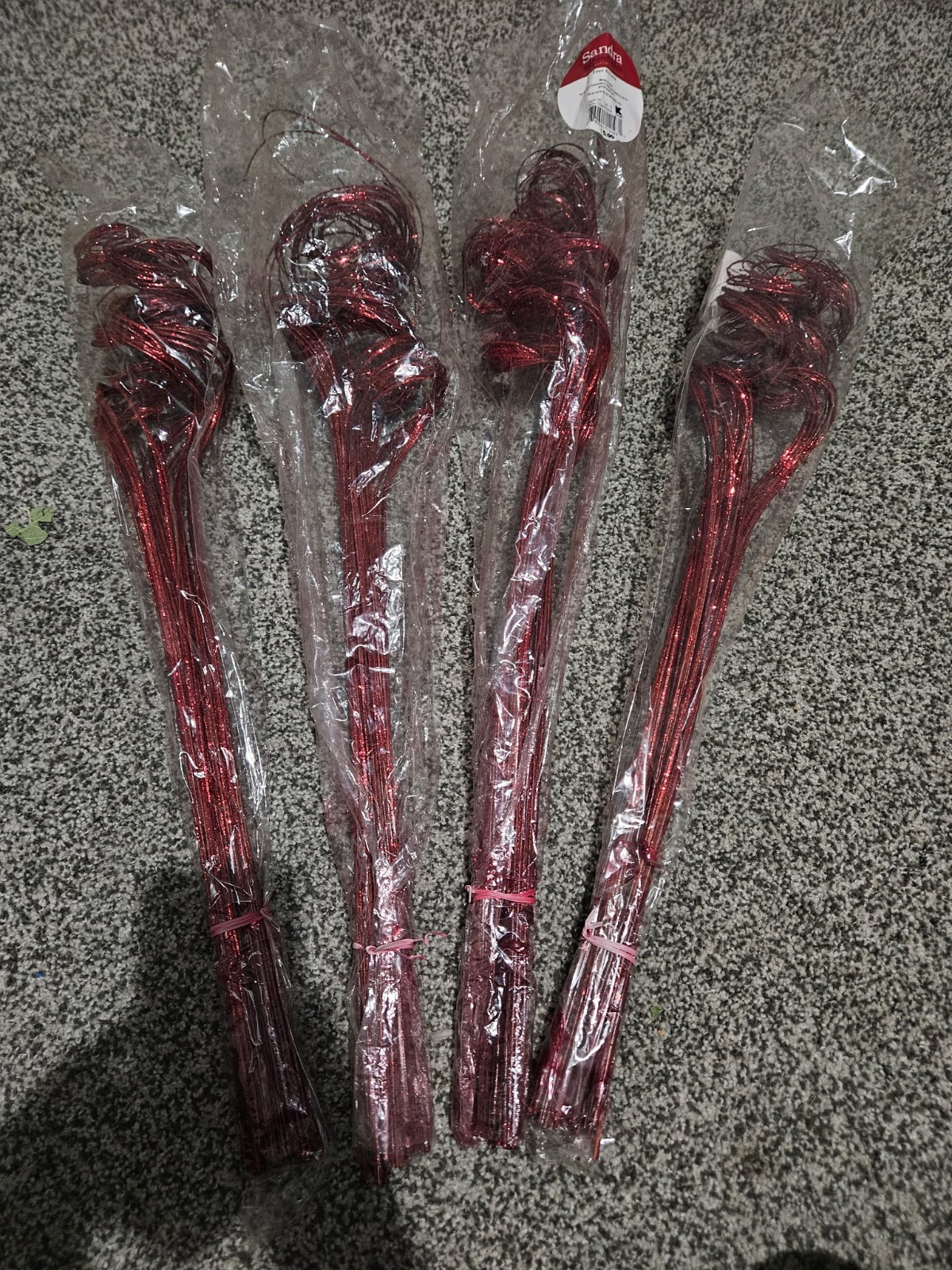 LOT OF 4 NEW Sandra Lee Christmas Tree Accents RED GLITTER