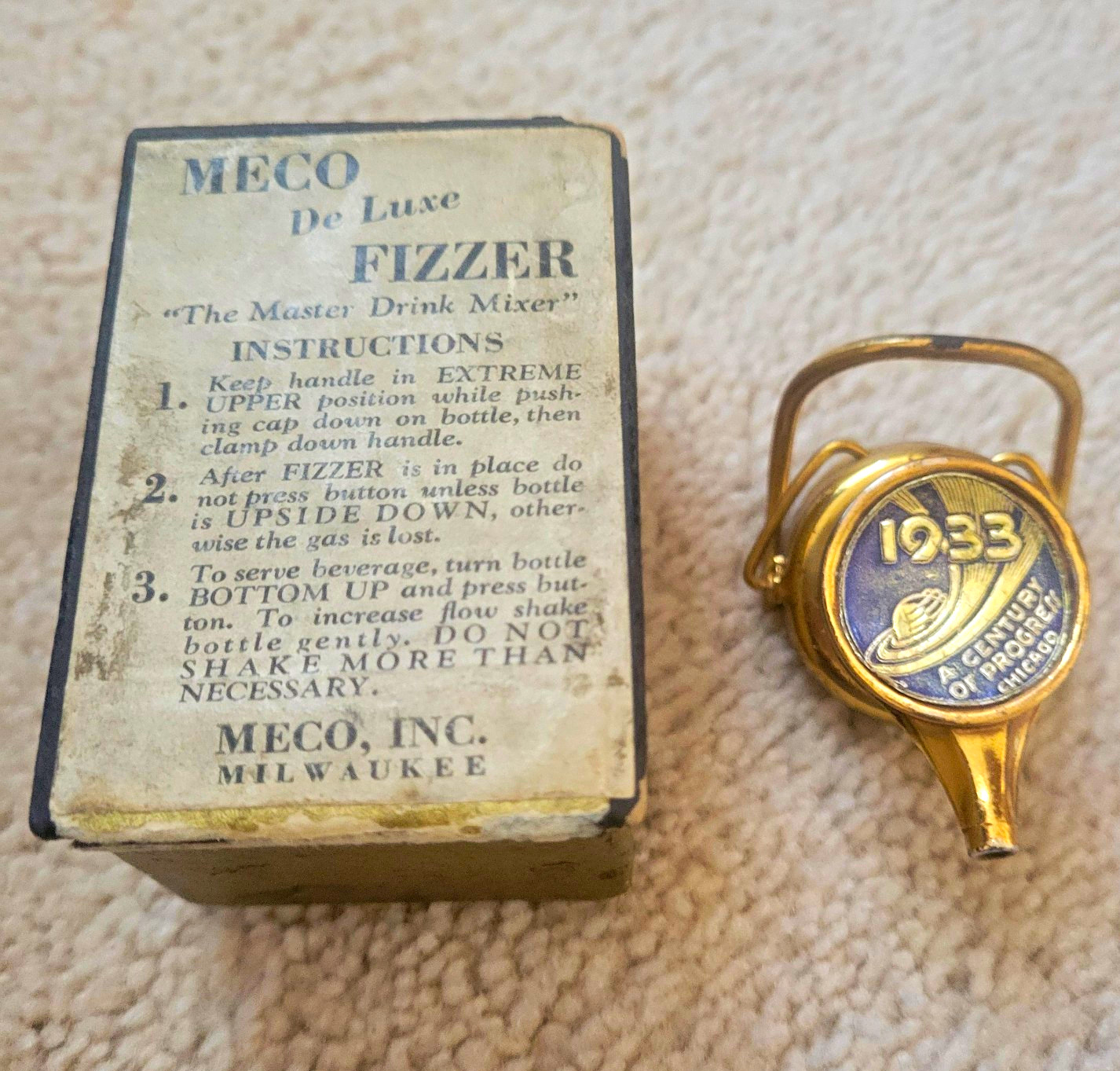 Rare Meco 1933 Century of Progress Chicago De Luxe Fizzer with Original Box