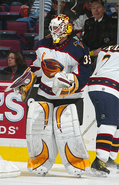 Michael Garnett Atlanta Thrashers looks on at the game v the- Ice Hockey Photo