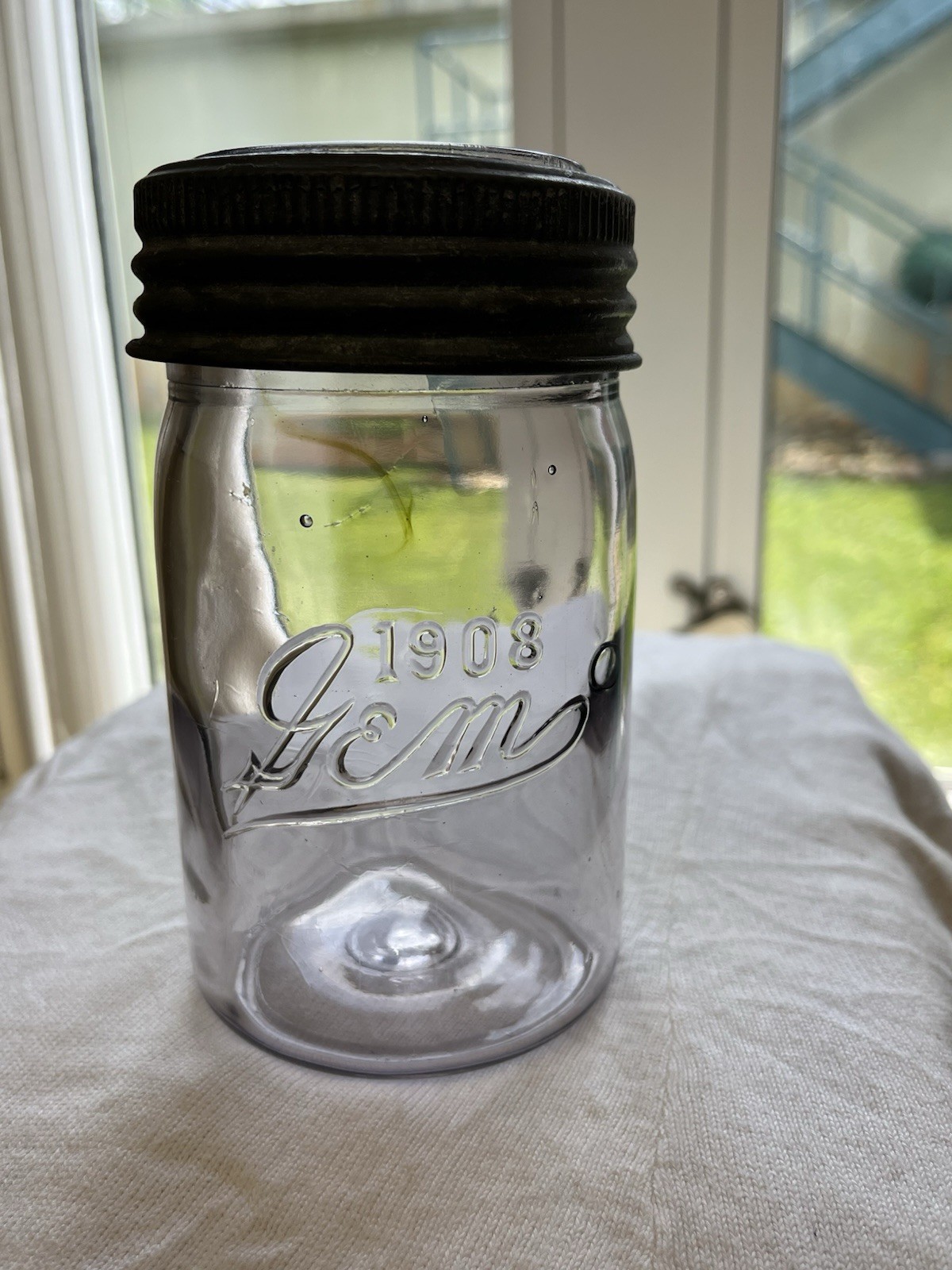 Canadian 1908 Gem Pint Fruit Jar, SCA,  (Sun Colored Amethyst), Mason Jar