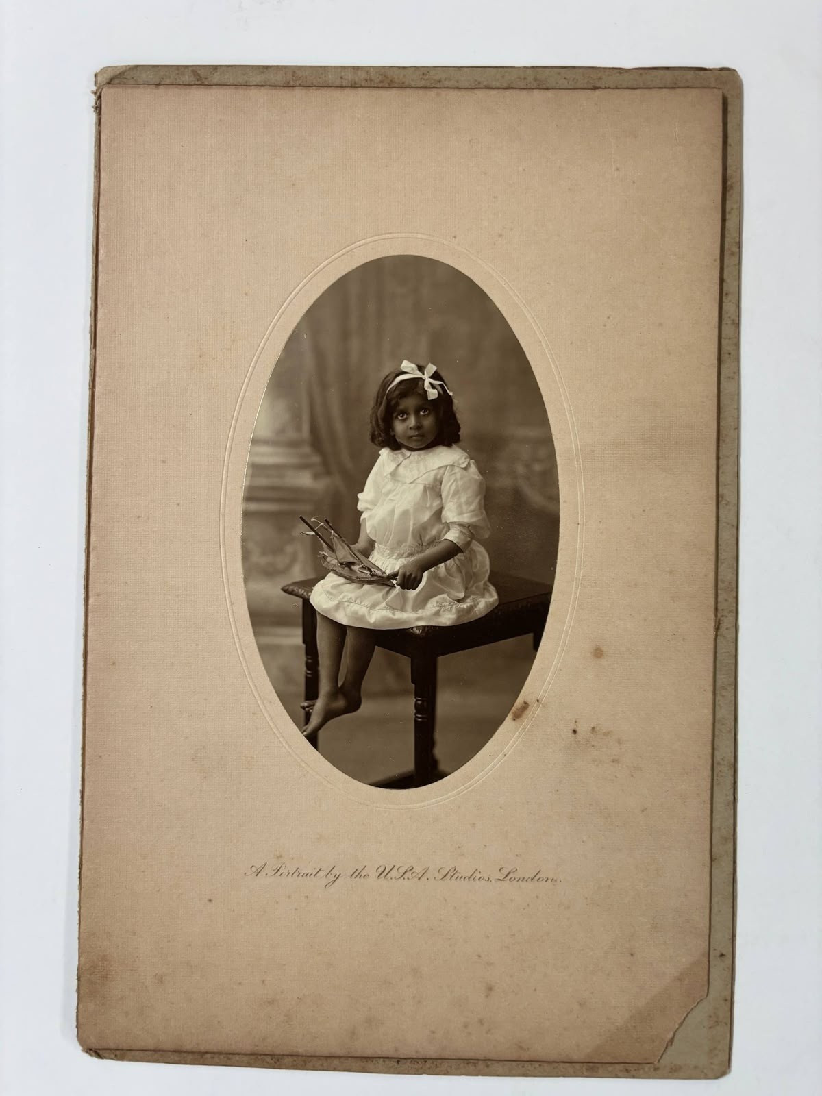 Antique Victorian Edwardian Child Portrait Photograph London Studio Photo Art