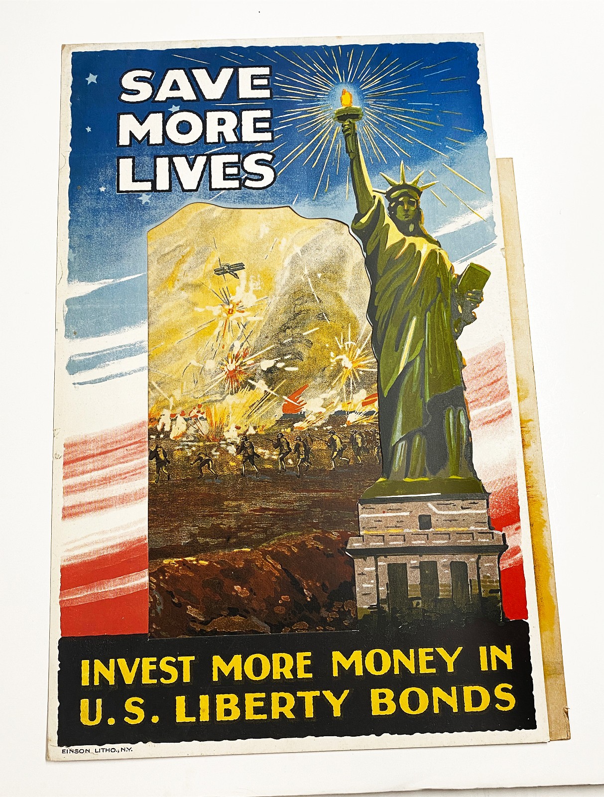 Original 1918 US WWI poster, super rare multipart standup, won't see another