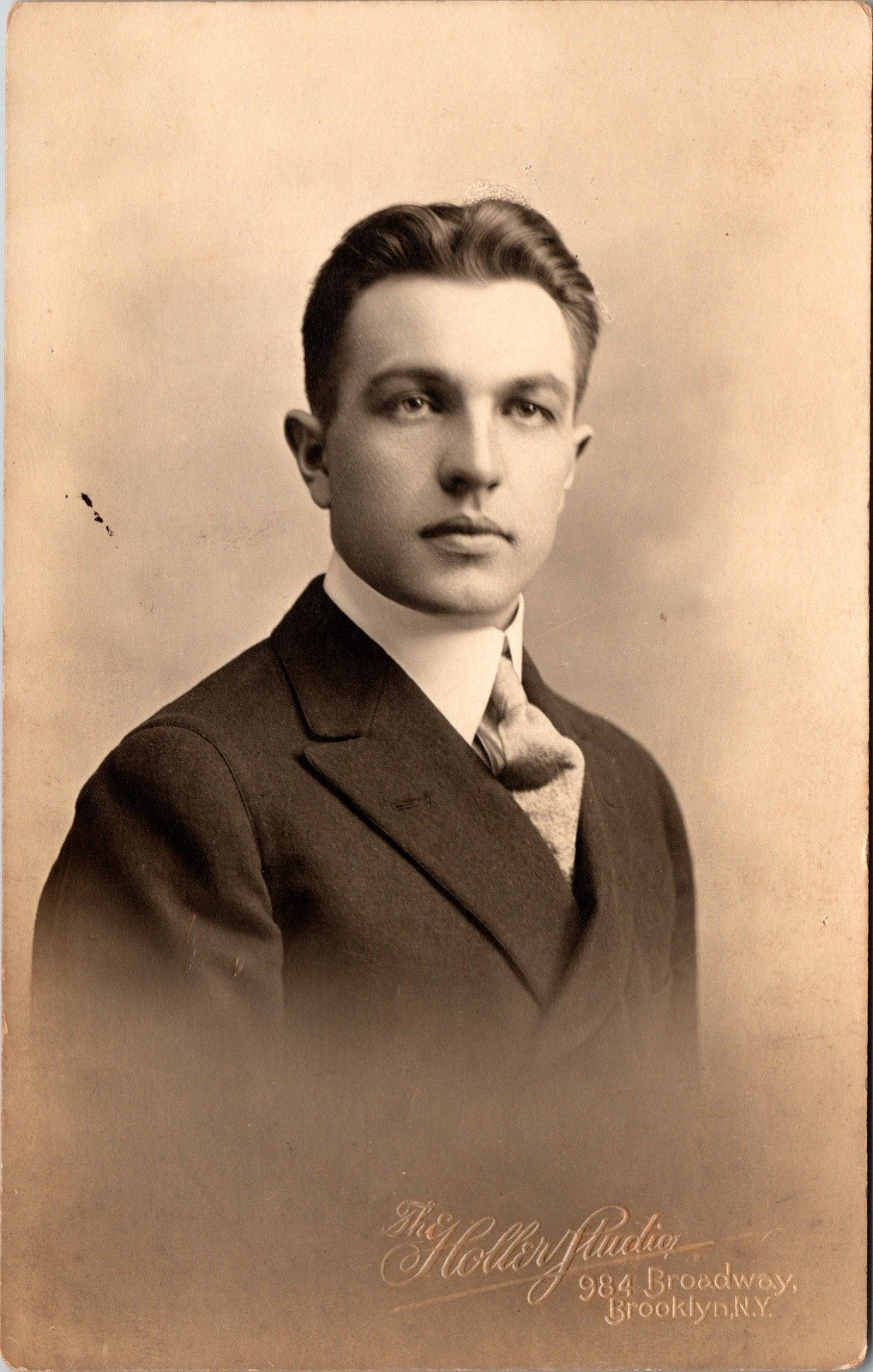 Postcard Real Photo RPPC Handsome Young Man in Suit Brooklyn New York