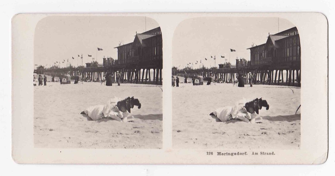 Heringsdorf Germany Beach Stereoview Neue Photographische Gesellschaft 1903