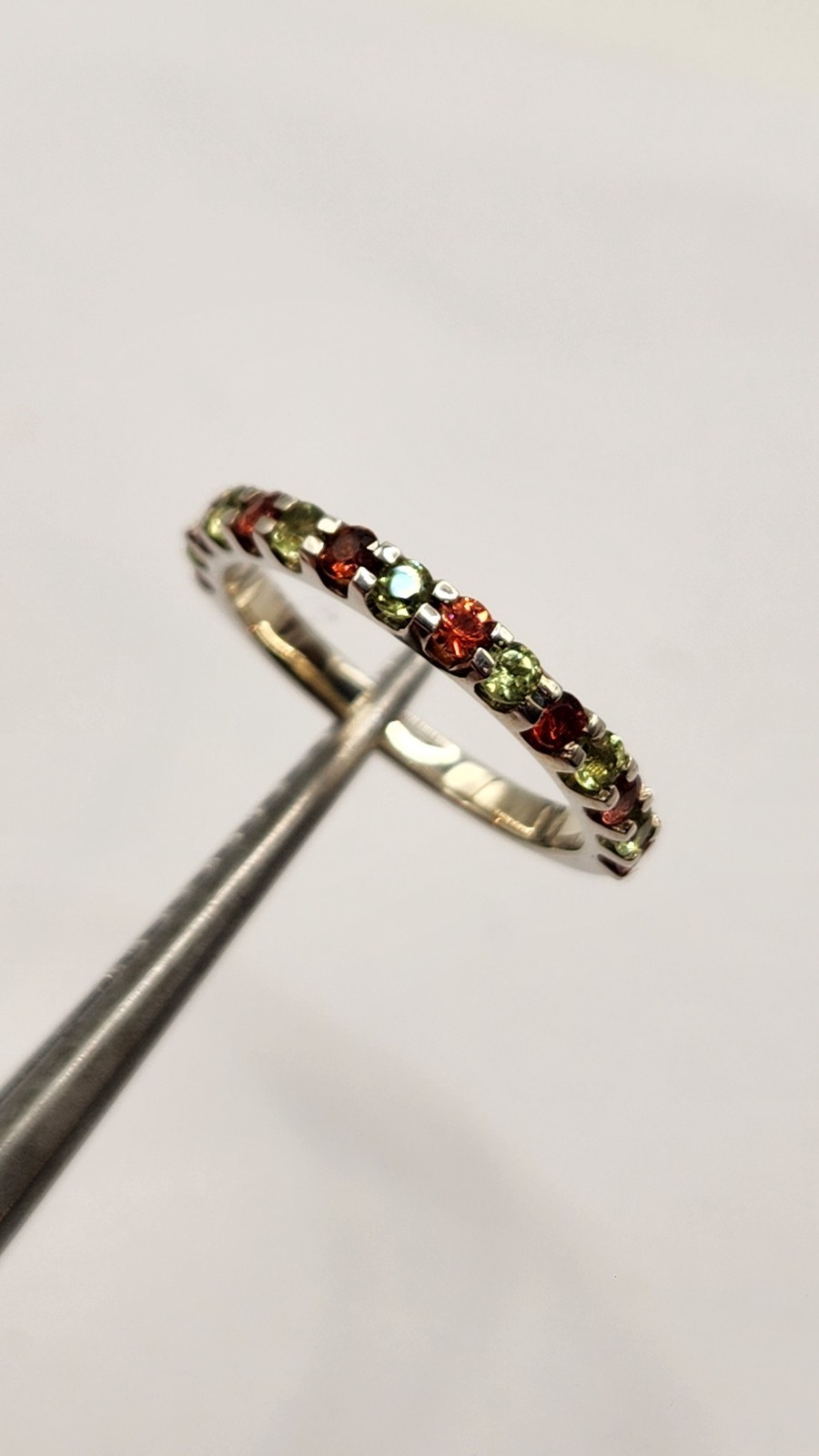 925 Sterling Silver Natural Peridot Imperial Topaz Eternity Band Ring Handmade