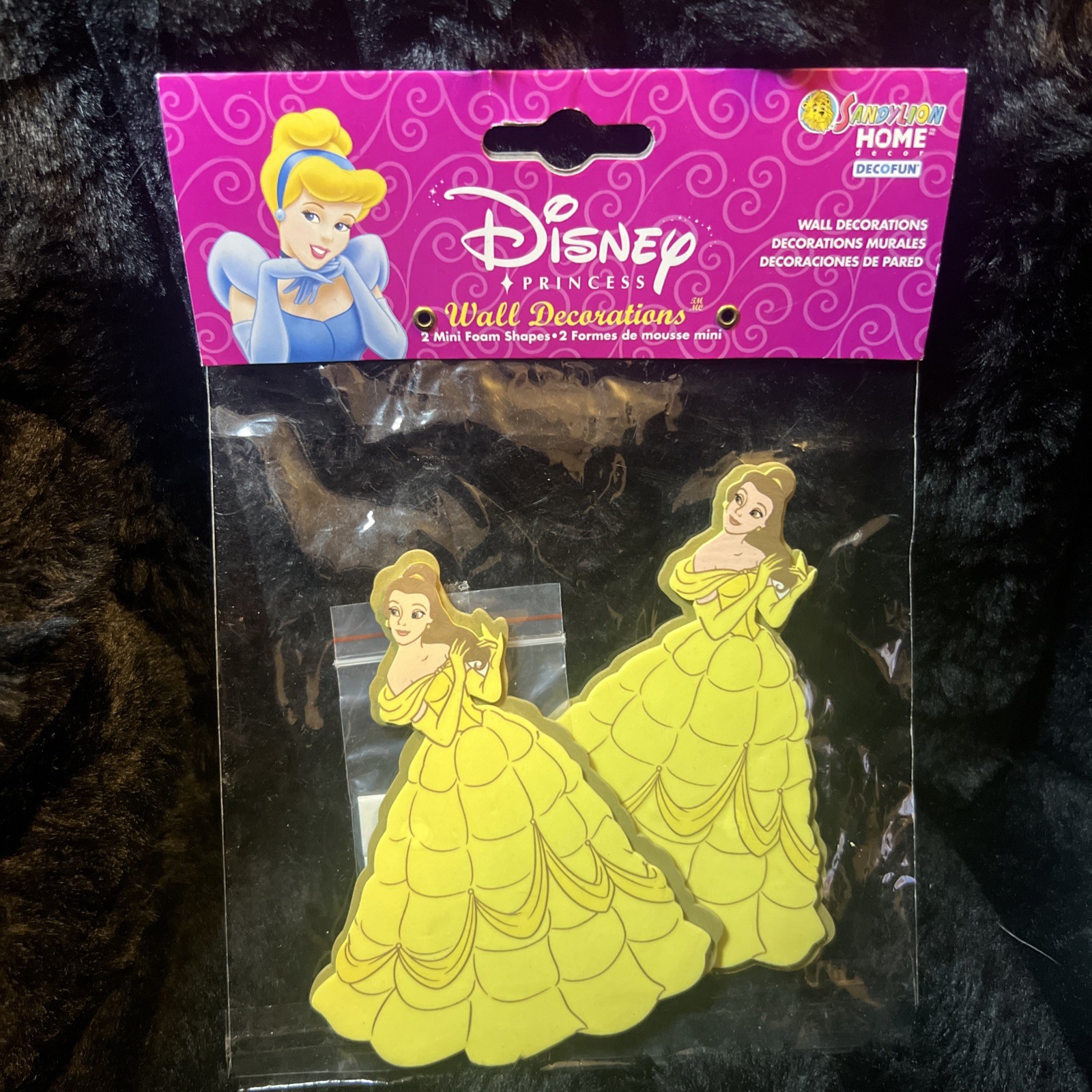 DISNEY MINI FOAM WALL DECORATIONS PRINCESS BELLE SANDY LION 2006 Vintage 🔥