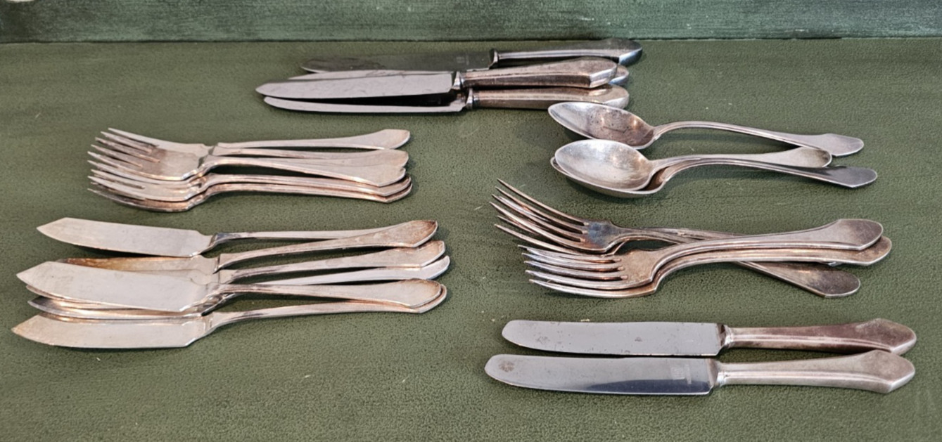 Vintage Hotel 3 Raben Munchen Silverware Mixed 25 Lot Spoon Knife Fork Butter