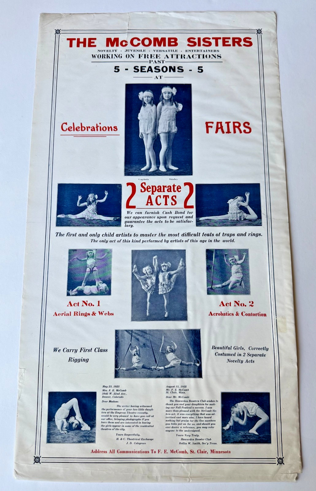 Young Girl Acrobat Gymnast Contortionist Dance Photo CIRCUS ATTRACTION POSTER