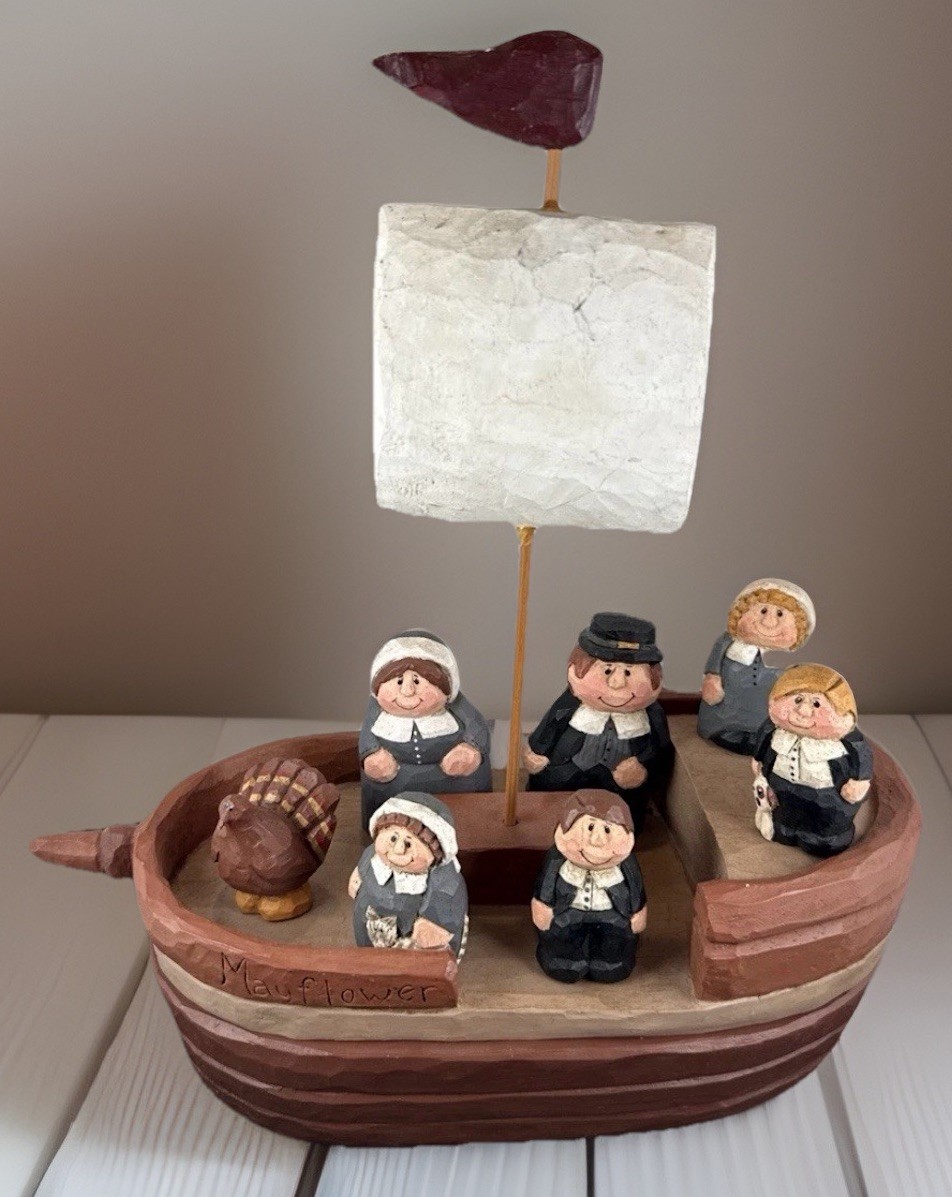 RARE Vtg Midwest of Cannon Falls Thanksgiving Mayflower Turkey & Pilgrim Family