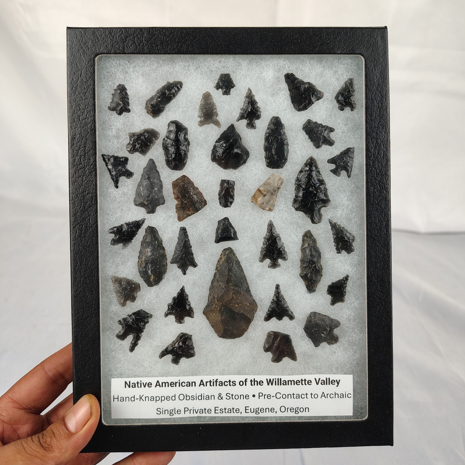 Native American Artifacts Arrowheads Obsidian Oregon Pre-contact Display E2