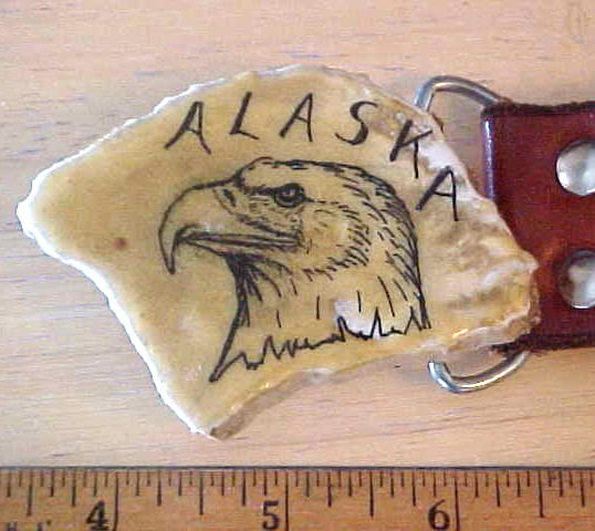 Vintage 1984 TANANA Alaska Carved Moose Horn Belt Buckle–Signed D. Roberts +Belt