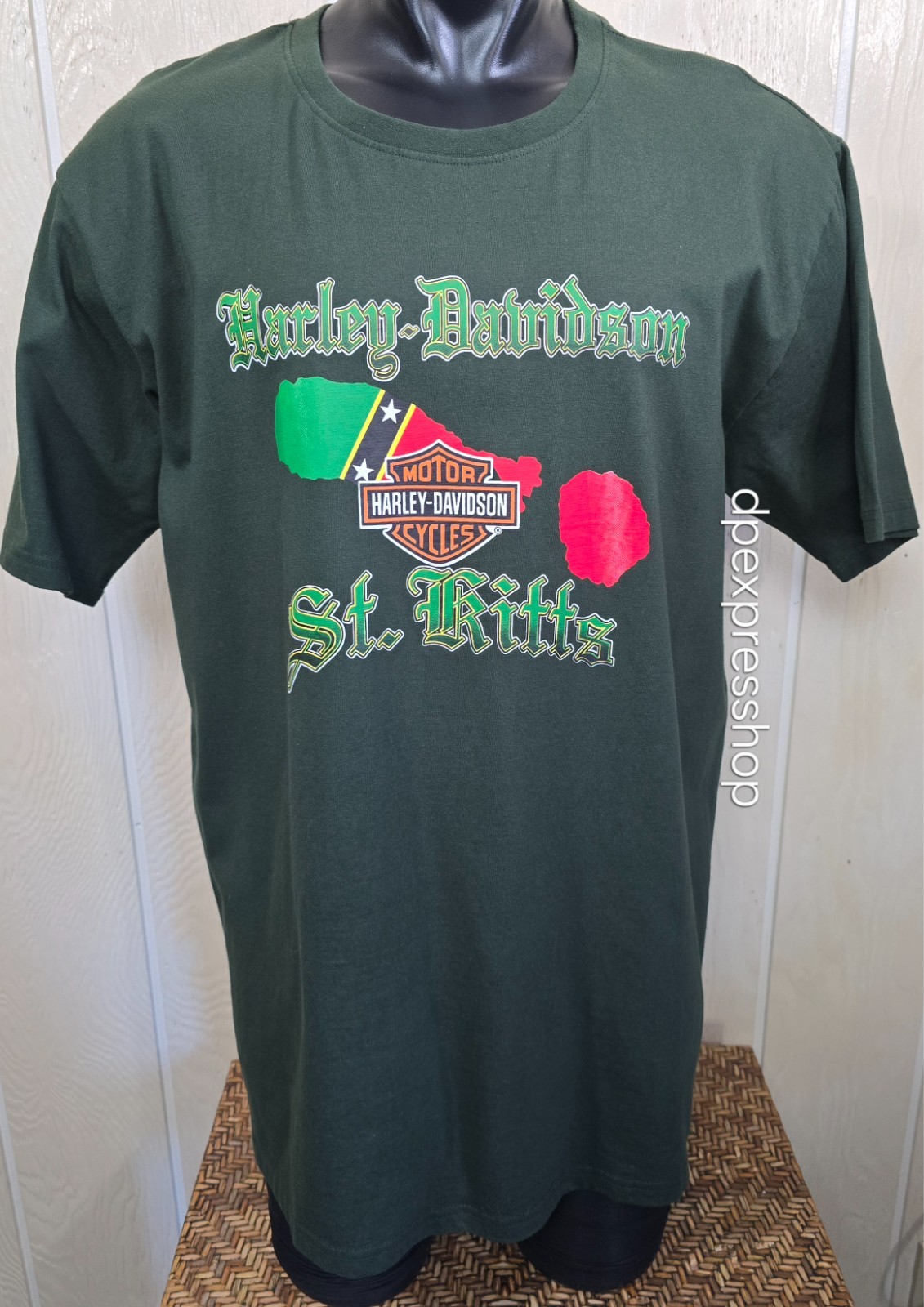 HARLEY-DAVIDSON ST. KITTS Green S/S T-shirt Men\'s Sz 3XL ***CHEST 50\