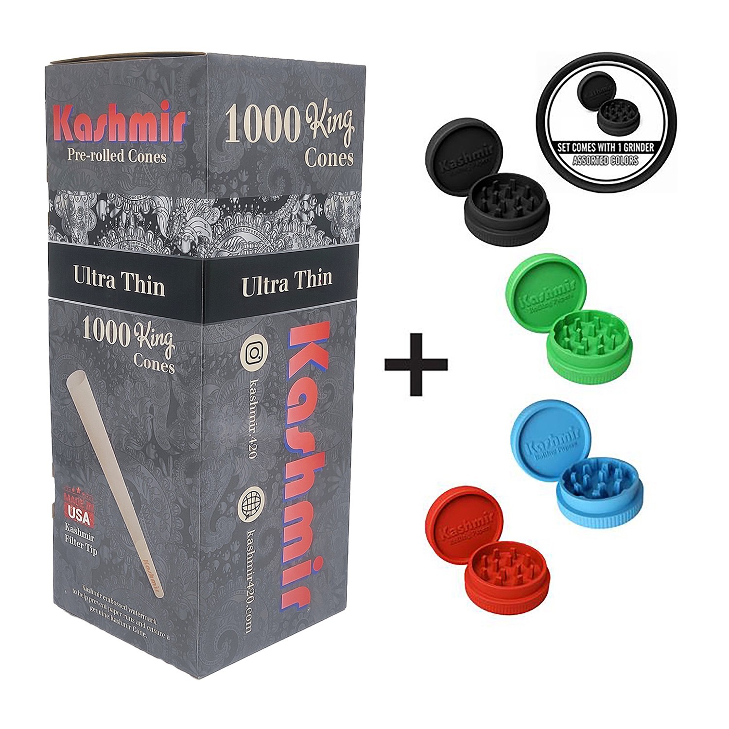 Ultra Thin Pre Rolled Cones King Size Rolling Cones Bulk Box 1000 Ct - Kashmir