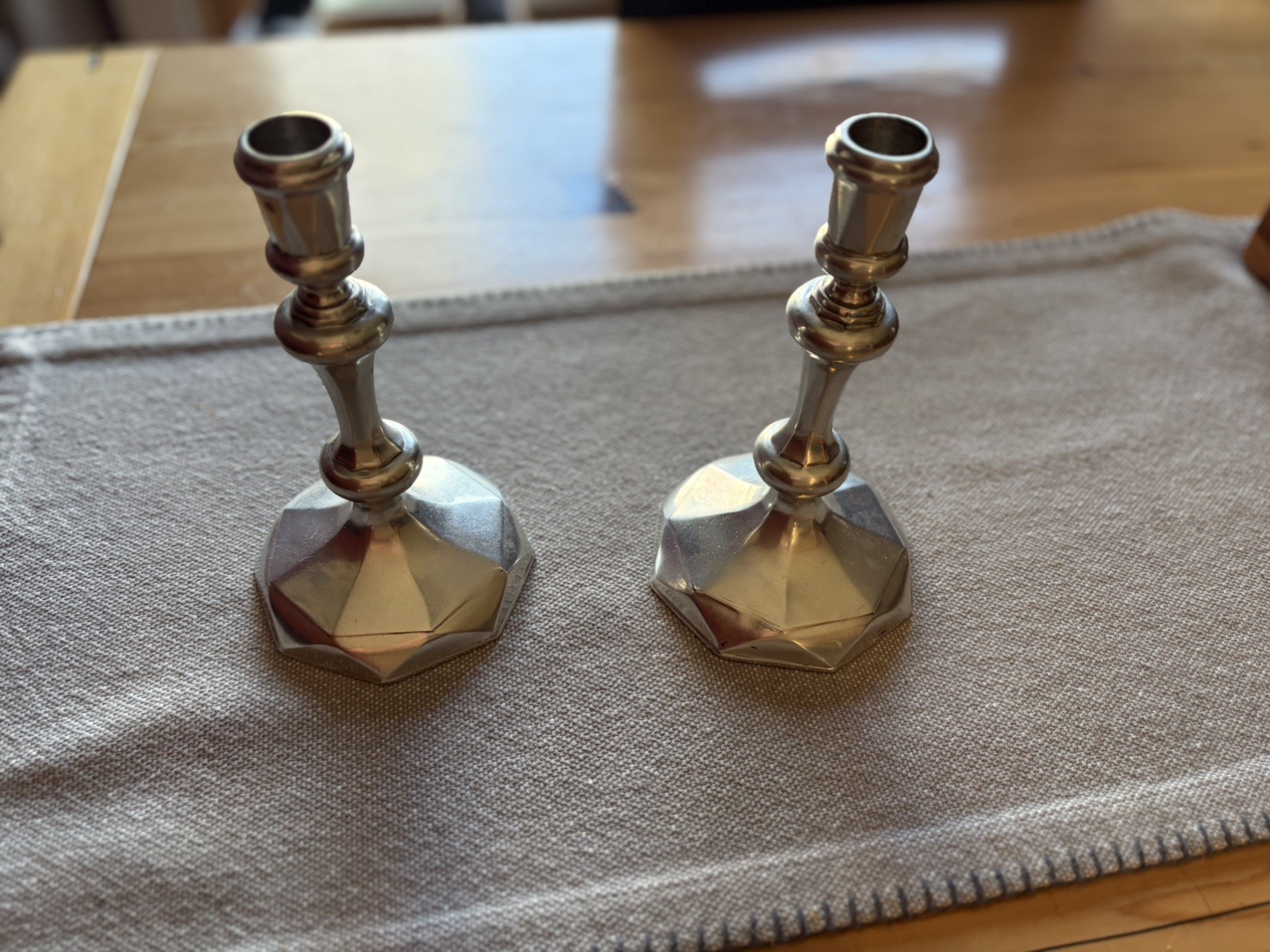 Authentic Colonial Williamsburg Stieff Pewter Candlesticks