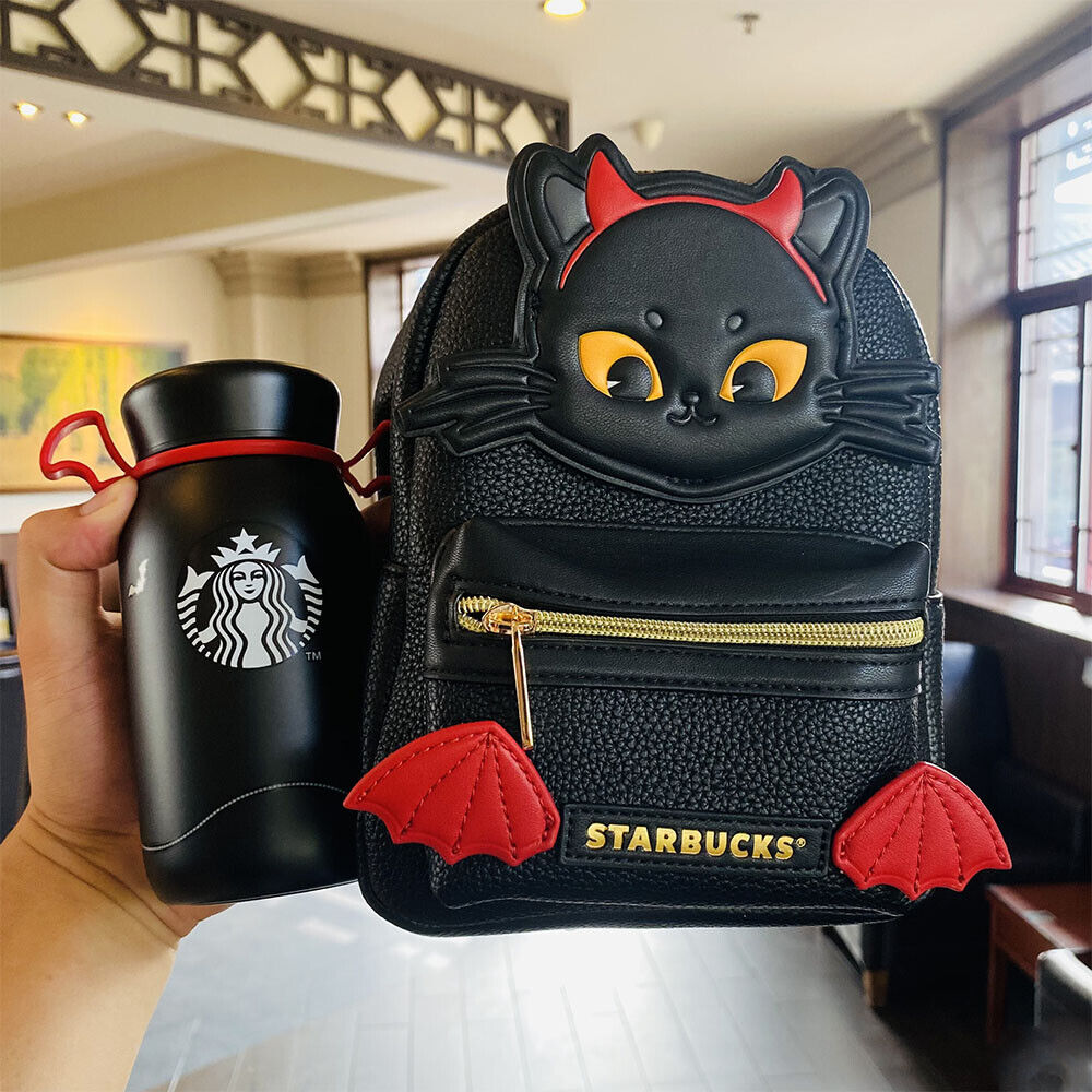 New 2021 Starbucks China Halloween 12oz SS Vacuum Cup With Black Cat Backpack