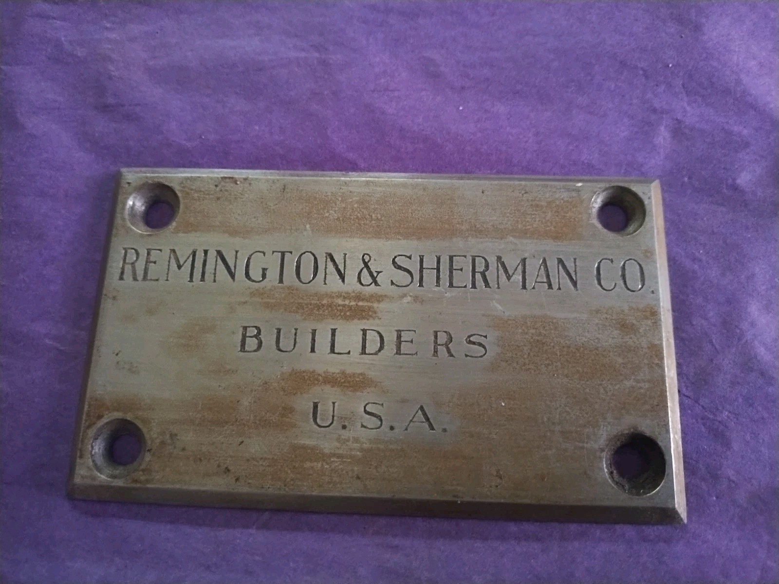 Vintage Antique Remington & Sherman Safe Vault Door Nameplate Plaque