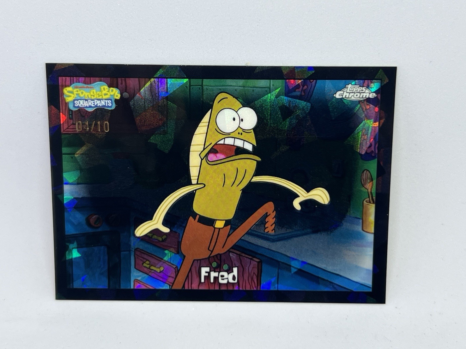2025 Topps Chrome Sapphire SpongeBob Fred “MY LEG” Black Sapphire Refractor /10