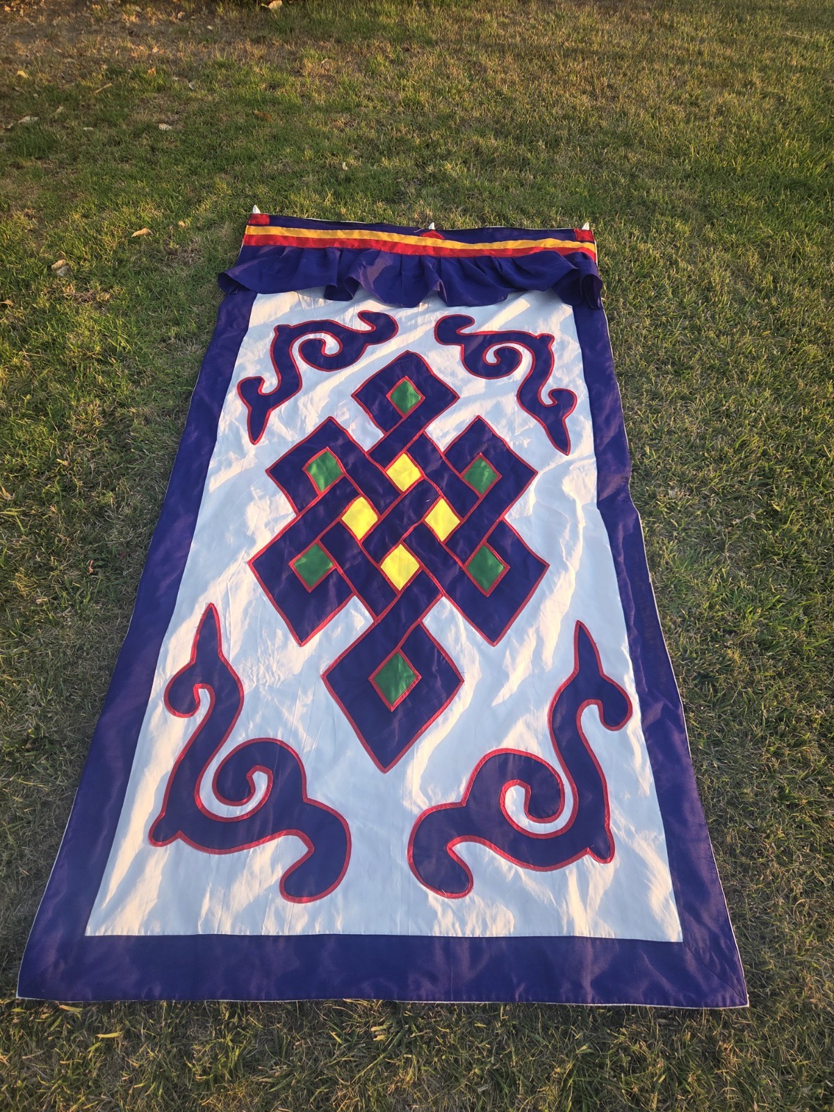 ​Vintage Tibetan Mongolian Door Curtain Applique Endless Knot Wall Hanging Yurt