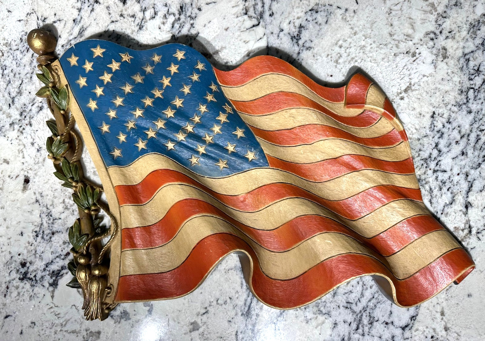 BURWOOD PRODUCTS CO. 1971 Vintage Retro American Flag Wall Hanging 19\