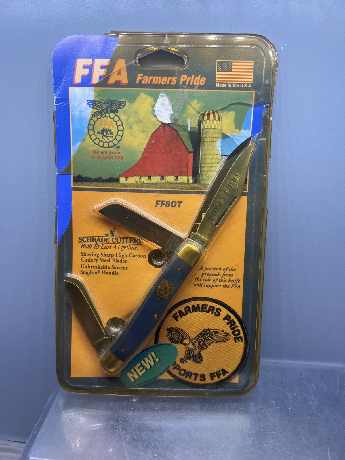 Vintage Schrade USA Old Timer FF8OT FFA Farmers Pride Stockman Knife Patch NIP