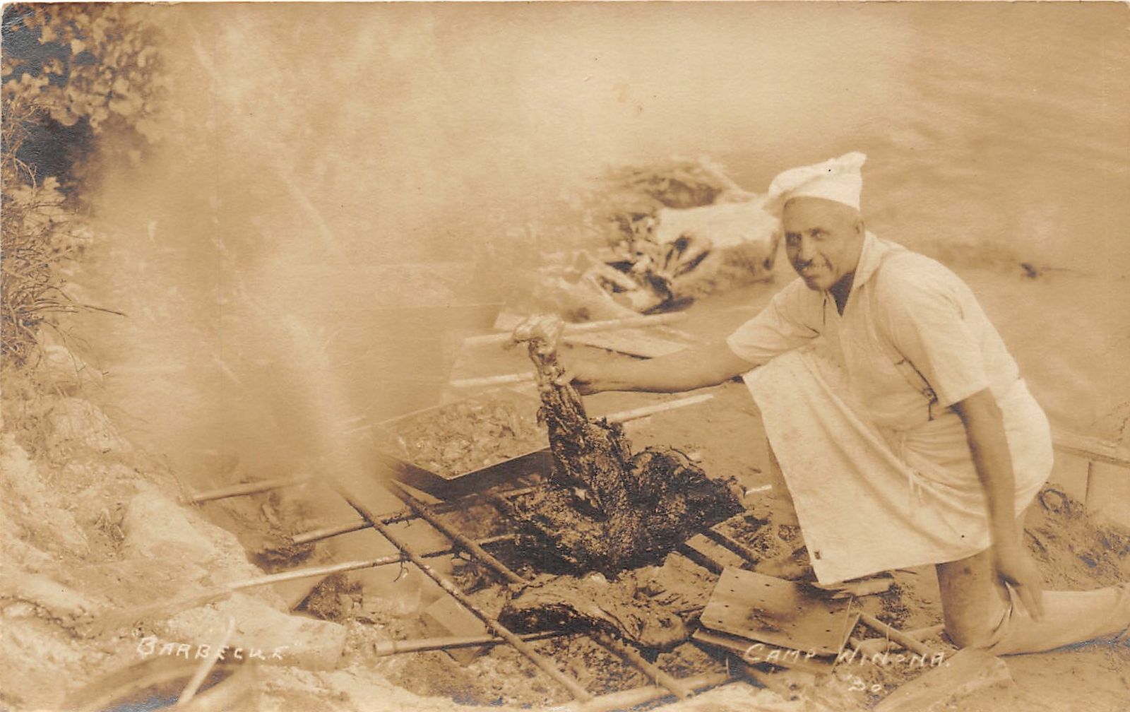 H92/ Bridgton Maine RPPC Postcard c1910 Camp Winona Barbeque 64