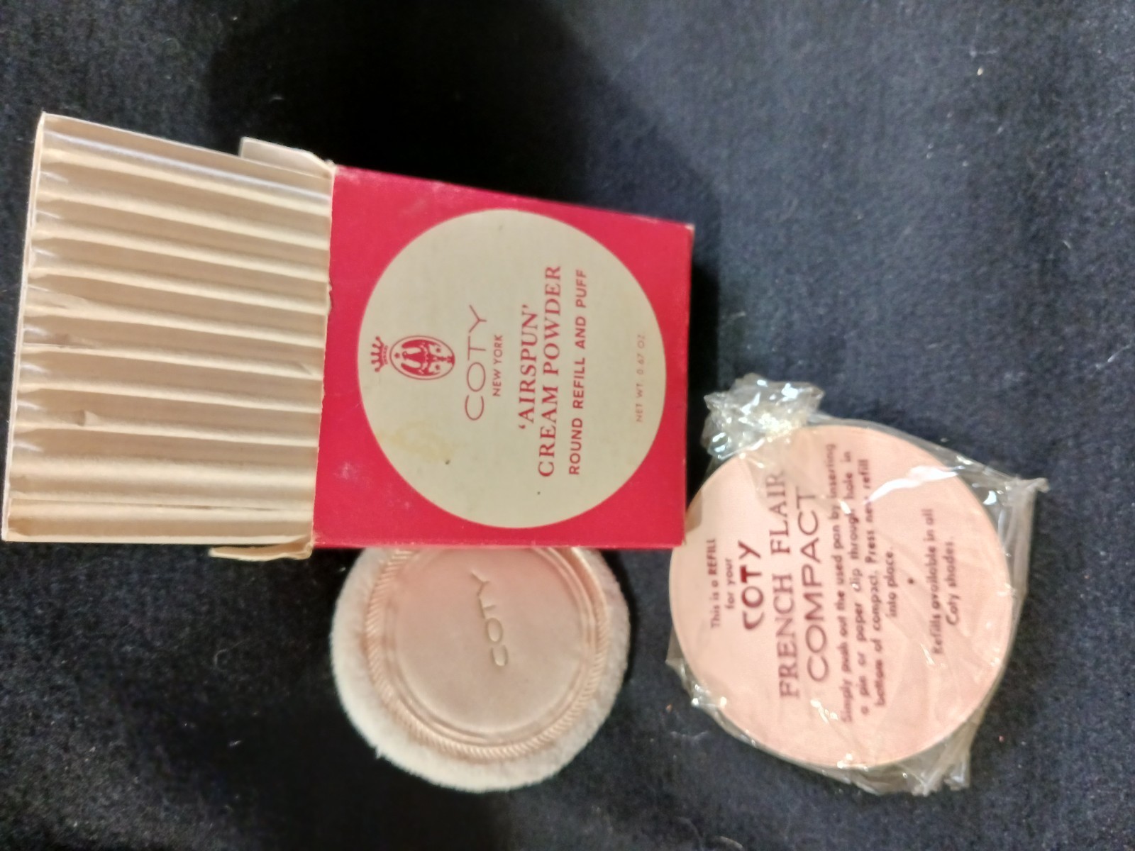 Vintage 1950s Coty Cosmetics \'Airspun\' Cream Powder Refill w/Puff \