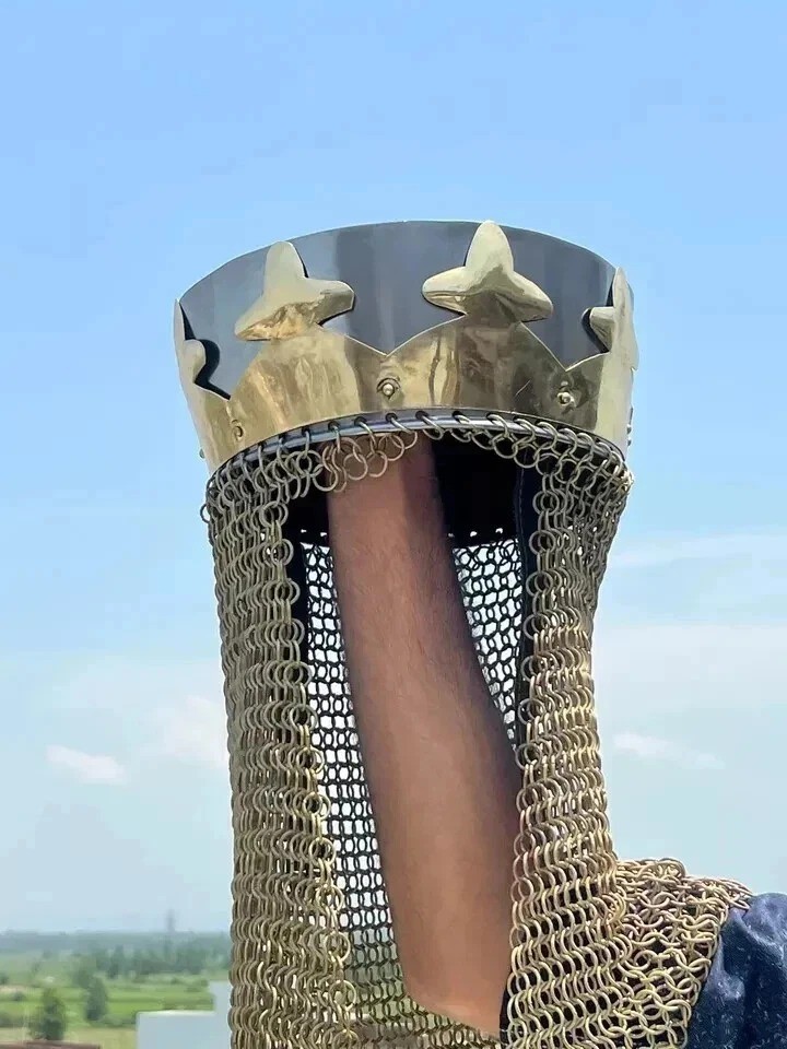 Medieval King Arthur Helmet Monty Python Knight Armor Chainmail Crown Cosplay