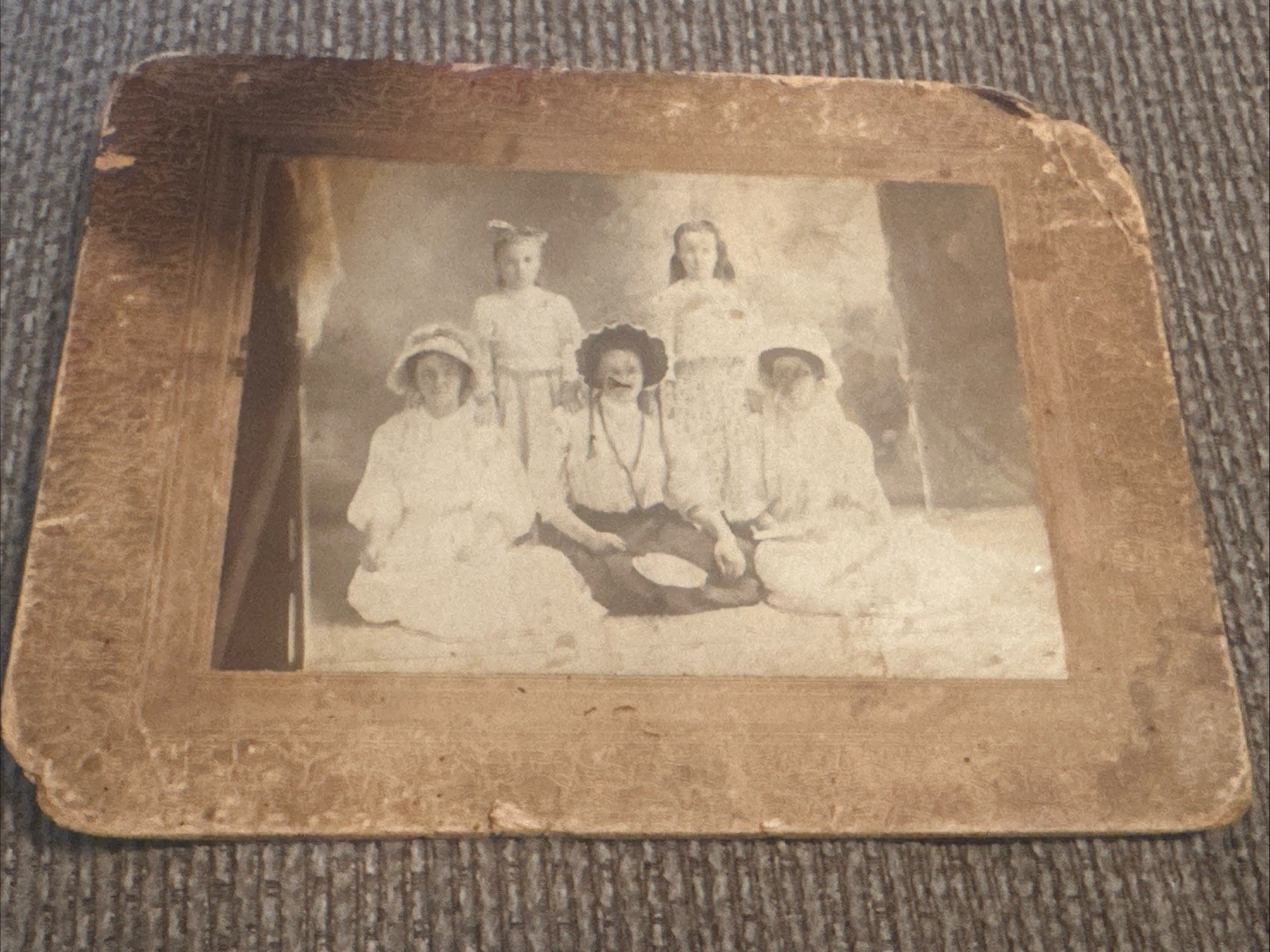 Vintage Cabinet Card 6”x8” young ladies girls b&w photo