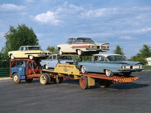 Vintage Chevrolet Impala Autos on Car Carrier NEW Metal Sign: 12x16\