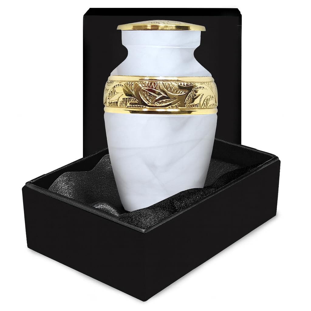 Small Urns for Human Ashes Keepsake – Handcrafted White Memorial Small,