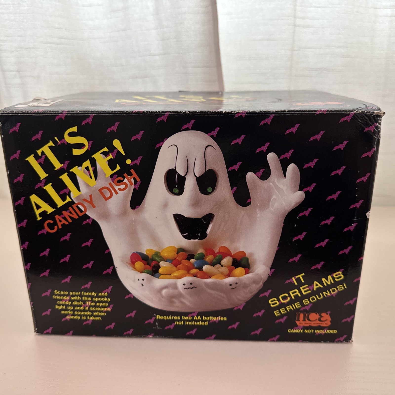 Vintage 1992 NCE It's Alive Ghost Candy Dish Lights & Sounds w/ Box - Works