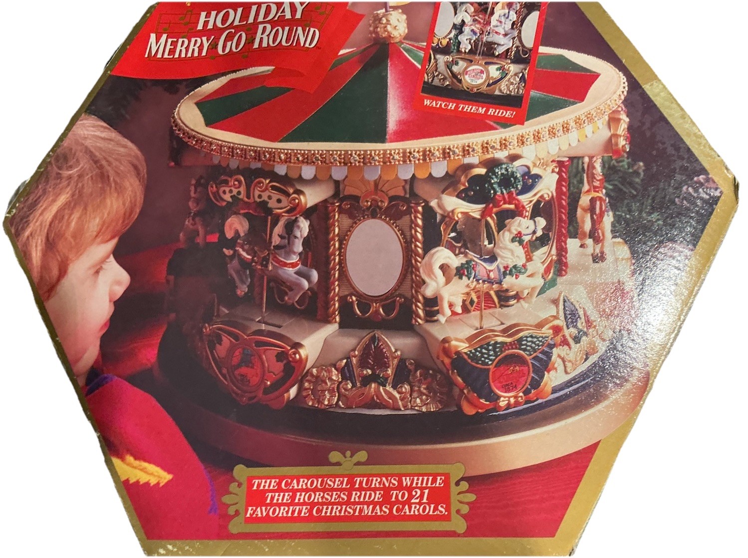 Vtg 1994 Mr. Christmas Holiday Merry Go Round Tabletop Carousel Lights 21 Song
