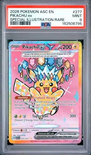 2026 POKEMON ASCENDED HEROES ULTRA RARE PIKACHU EX 277/217 PSA 9