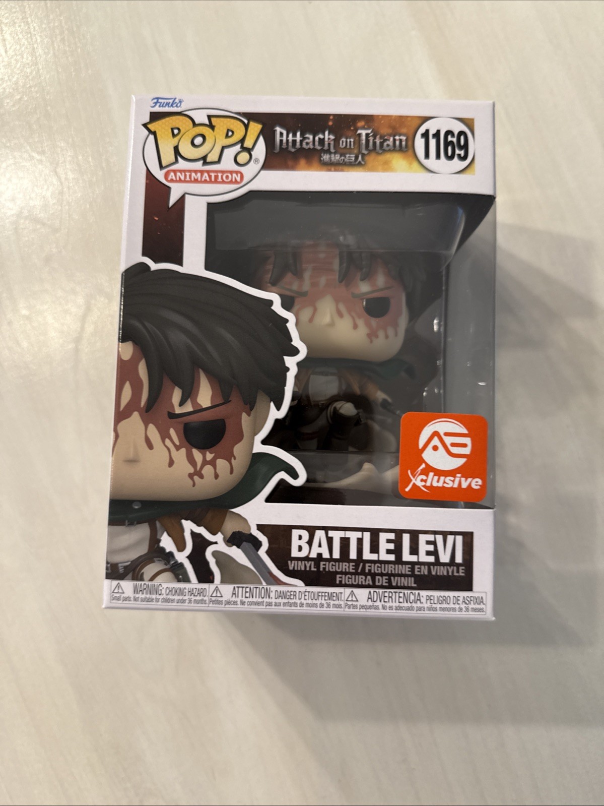 Funko Pop Attack on Titan Battle Levi #1169 AE Exclusive Bloody Vaulted Funko Pop Attack on Titan Battle Levi #1169 AE Exclusive Bloody Vaulted