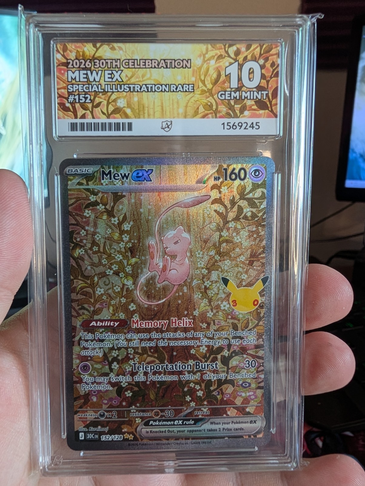Pokémon TCG Mew Ex SIR 152/128 30TH Anniversary ACE 10 PERFECT SUBGRADES
