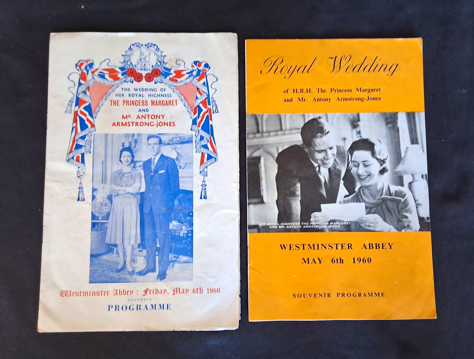 PRINCESS MARGARET ANTONY ARMSTRONG-JONES 1960 Royal Wedding 2 Programmes