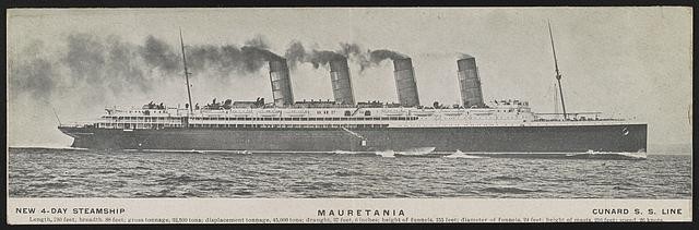 Photo:RMS Mauretania Steamship 1908 Panoramic Postcard
