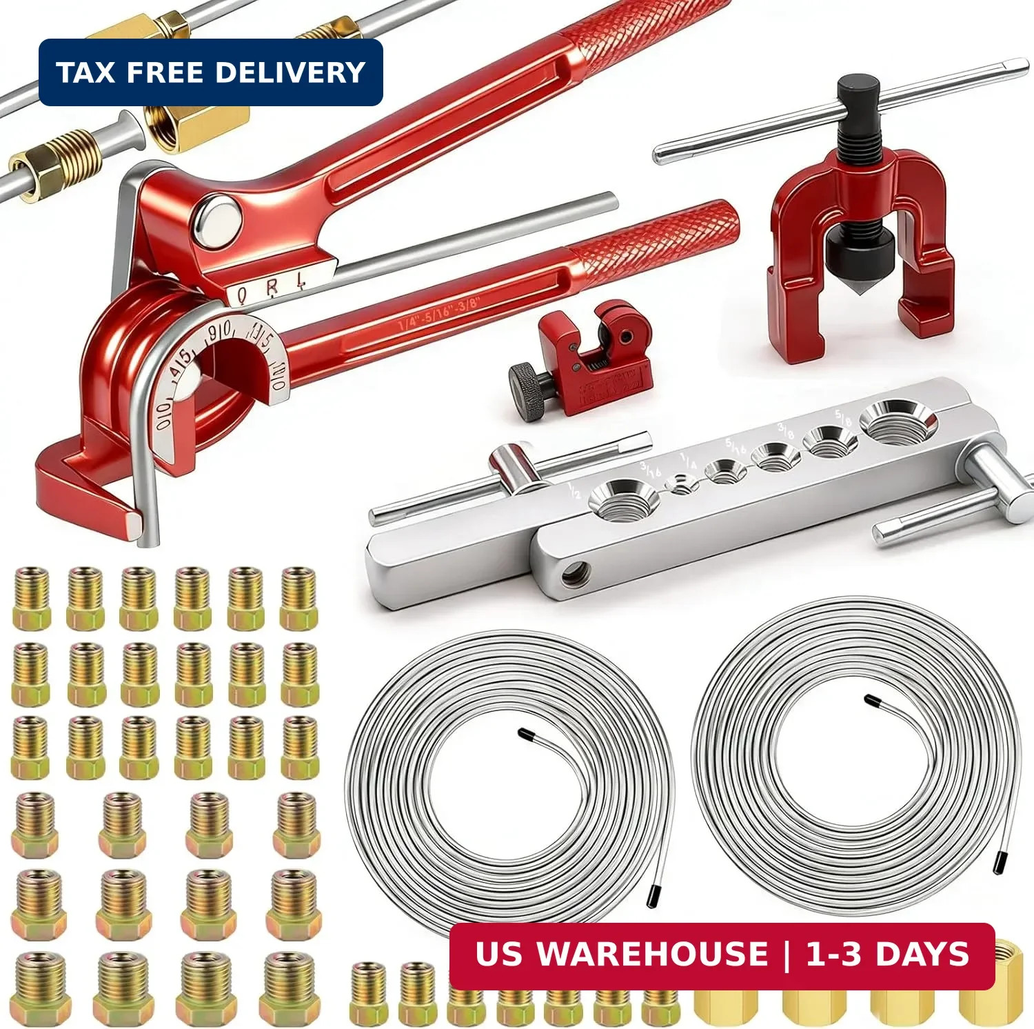 smseace 55Pack 3/16 Inch+3/16 Inch Brake line kit Include 25 FT Zinc-Plated Brak