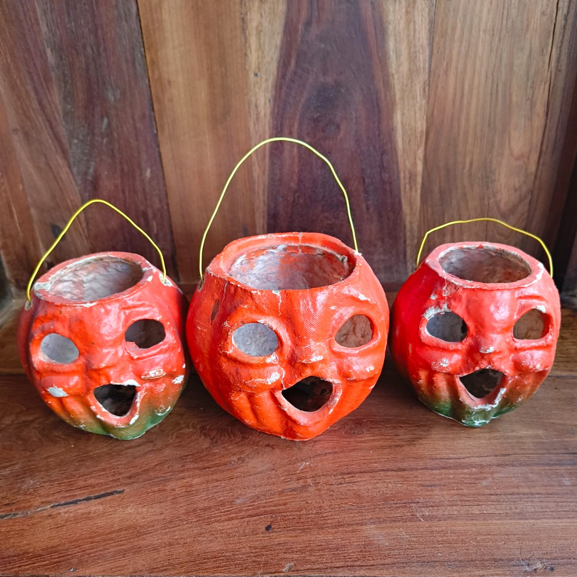 vintage paper-mache choirboy jack-o-lantern Halloween Pumpkin Lanterns 1950s
