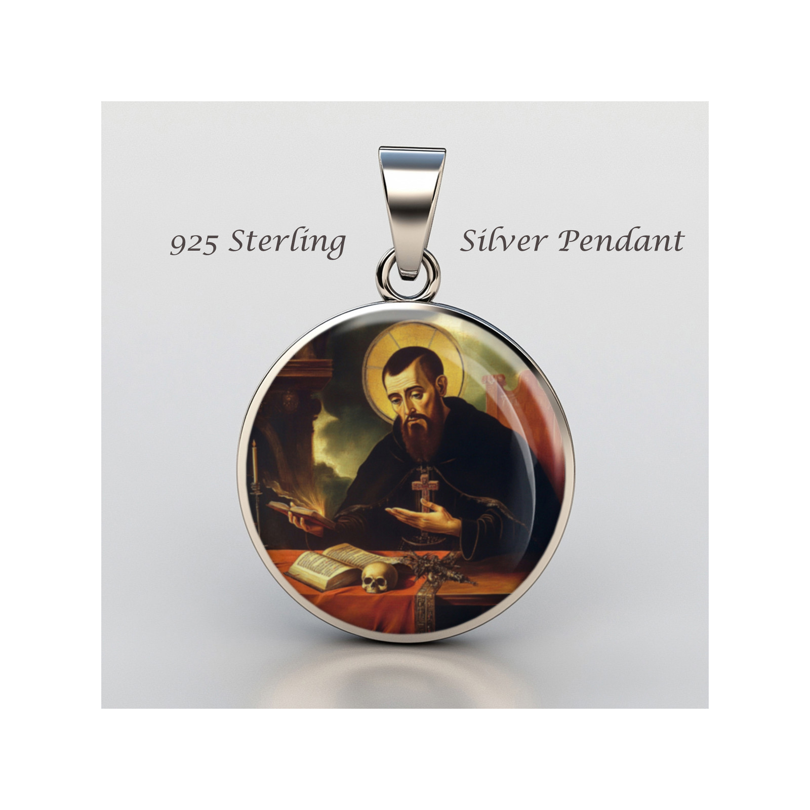Saint Augustine Of Hippo 925 Sterling Silver Christian Medal