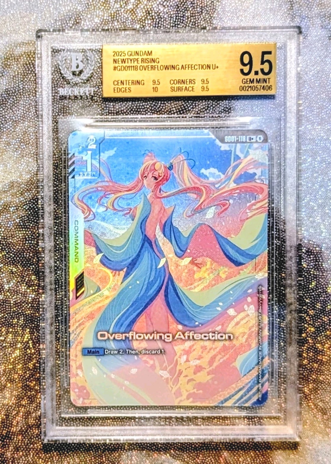 2025 GUNDAM NEWTYPE RISING GD01-0118 OVERFLOWING AFFECTION U+ BGS 9.5