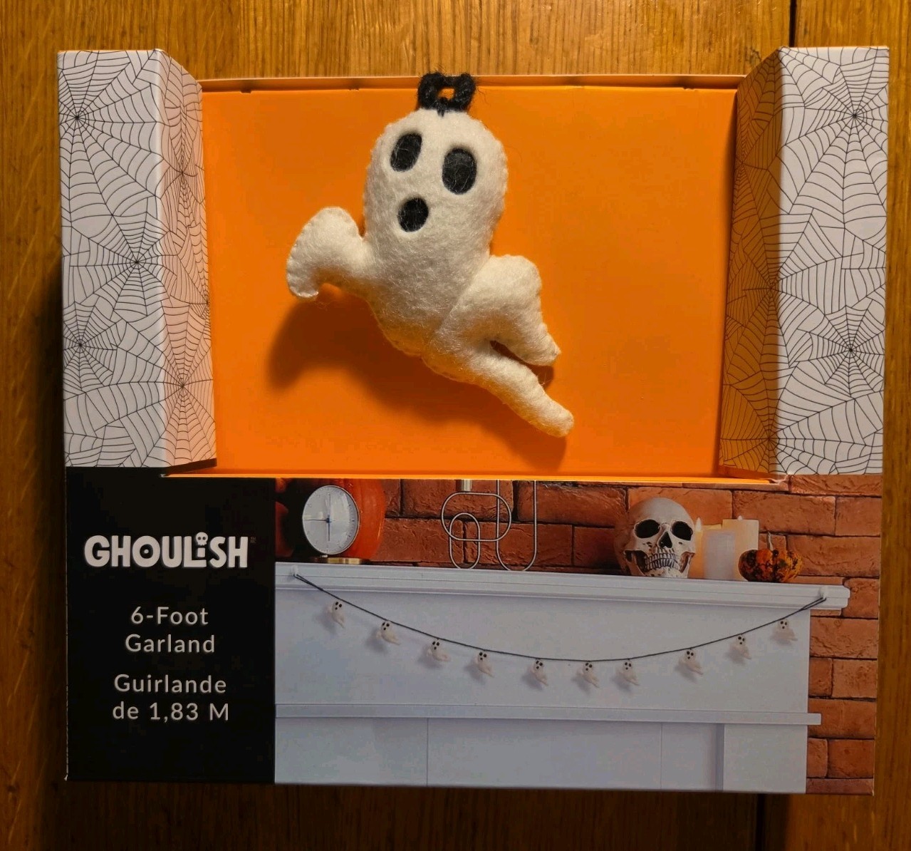 Ghoulish Halloween Felted Wool Fabric 6 Ft Plush Spooky Ghosts Garland