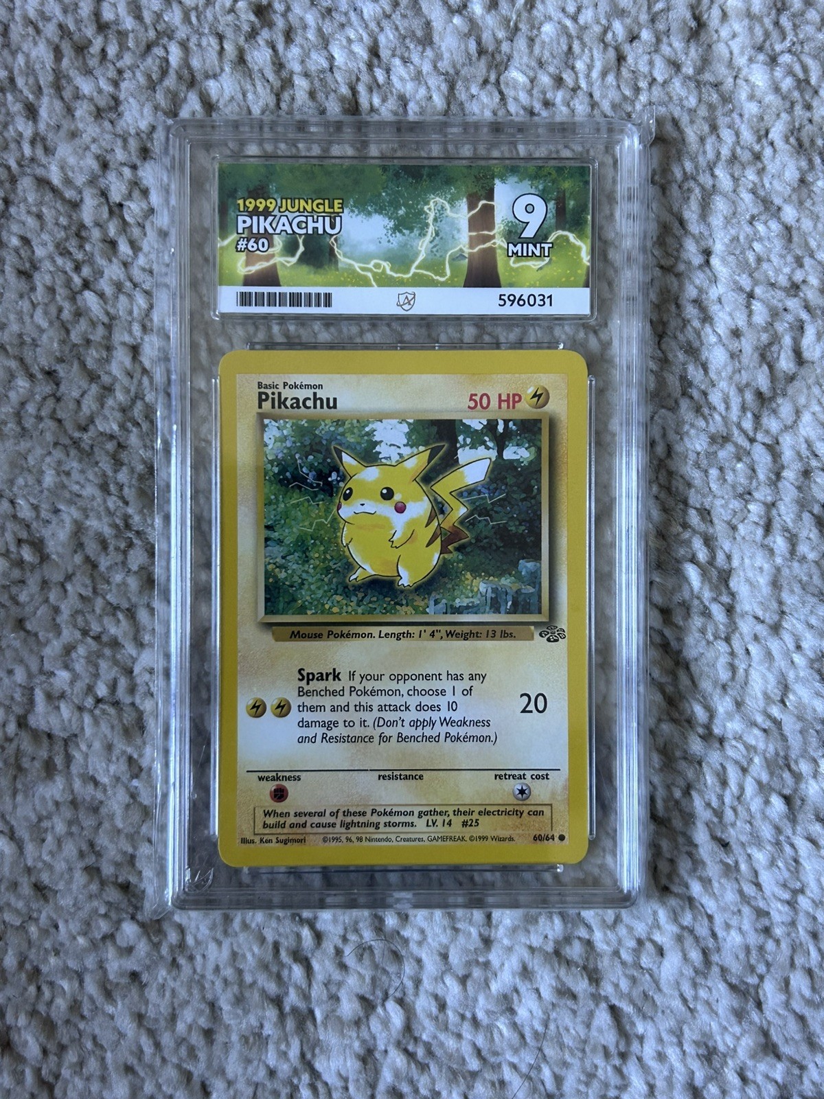 💫 ACE Graded 9 ⚡️Pikachu 1999⚡️Jungle 60/64 Vintage WOTC Pokémon TCG Card 💫 ACE Graded 9 ⚡️Pikachu 1999⚡️Jungle 60/64 Vintage WOTC Pokémon TCG Card