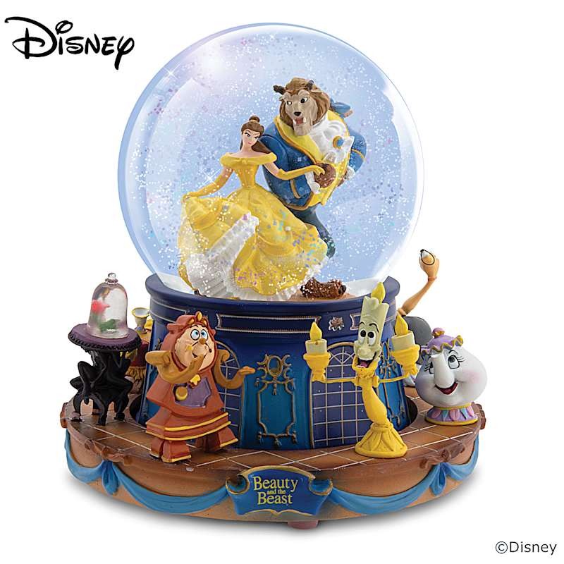 Disney Beauty And The Beast Rotating Musical Glitter Globe
