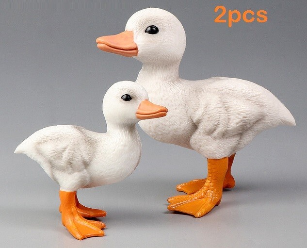 2pcs White Duck Animal Toy PVC Action Figure Doll Kids Toys Party Gifts