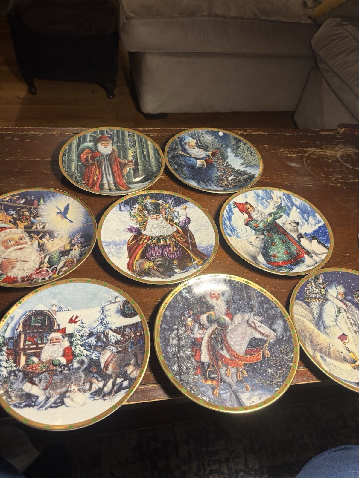 Lenox Magic of Christmas 8 Plate Complete Set Lynn Bywaters Santa Japan 1990s