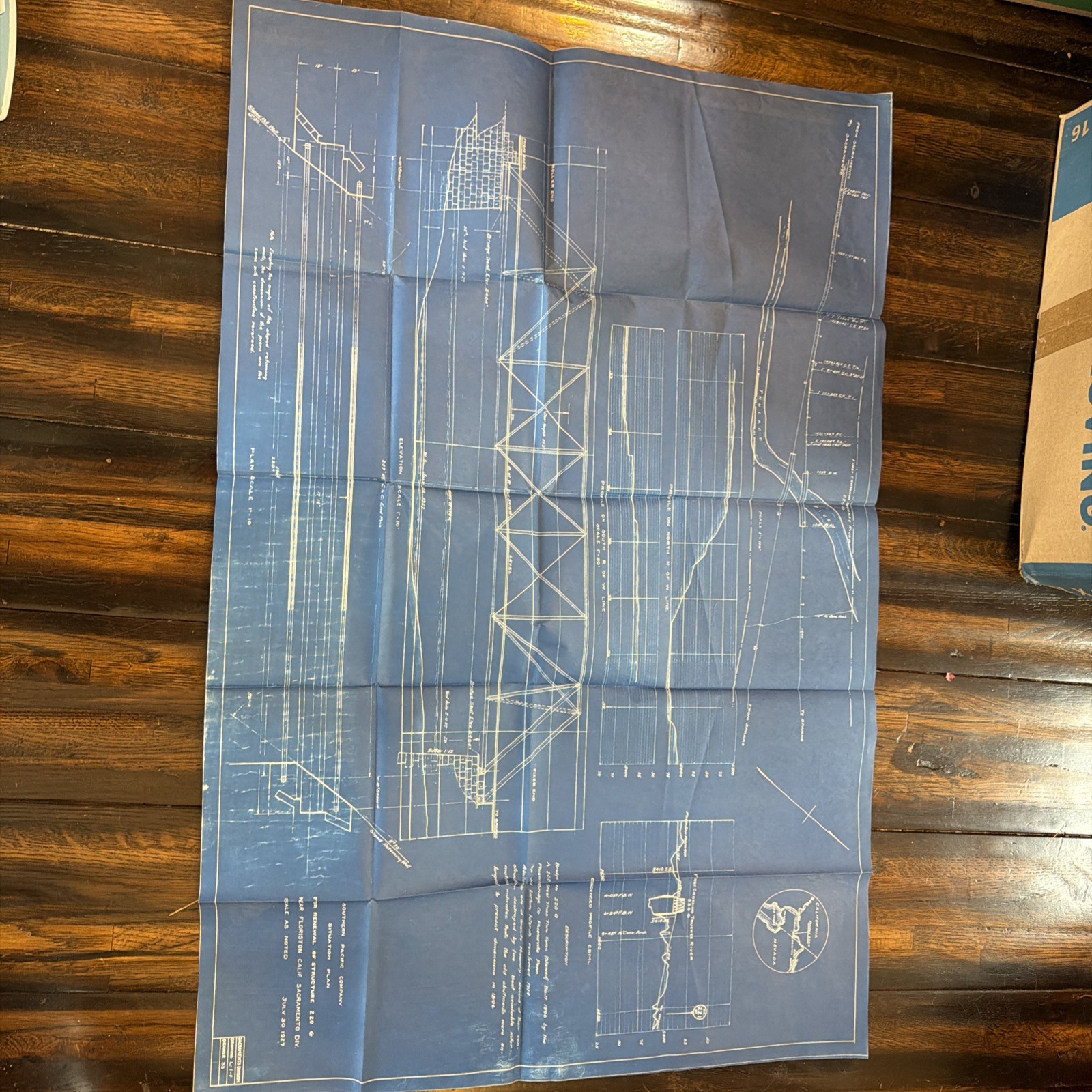 1917 Southern Pacific Railroad Floriston CA Bridge Blueprint 24x35 Original