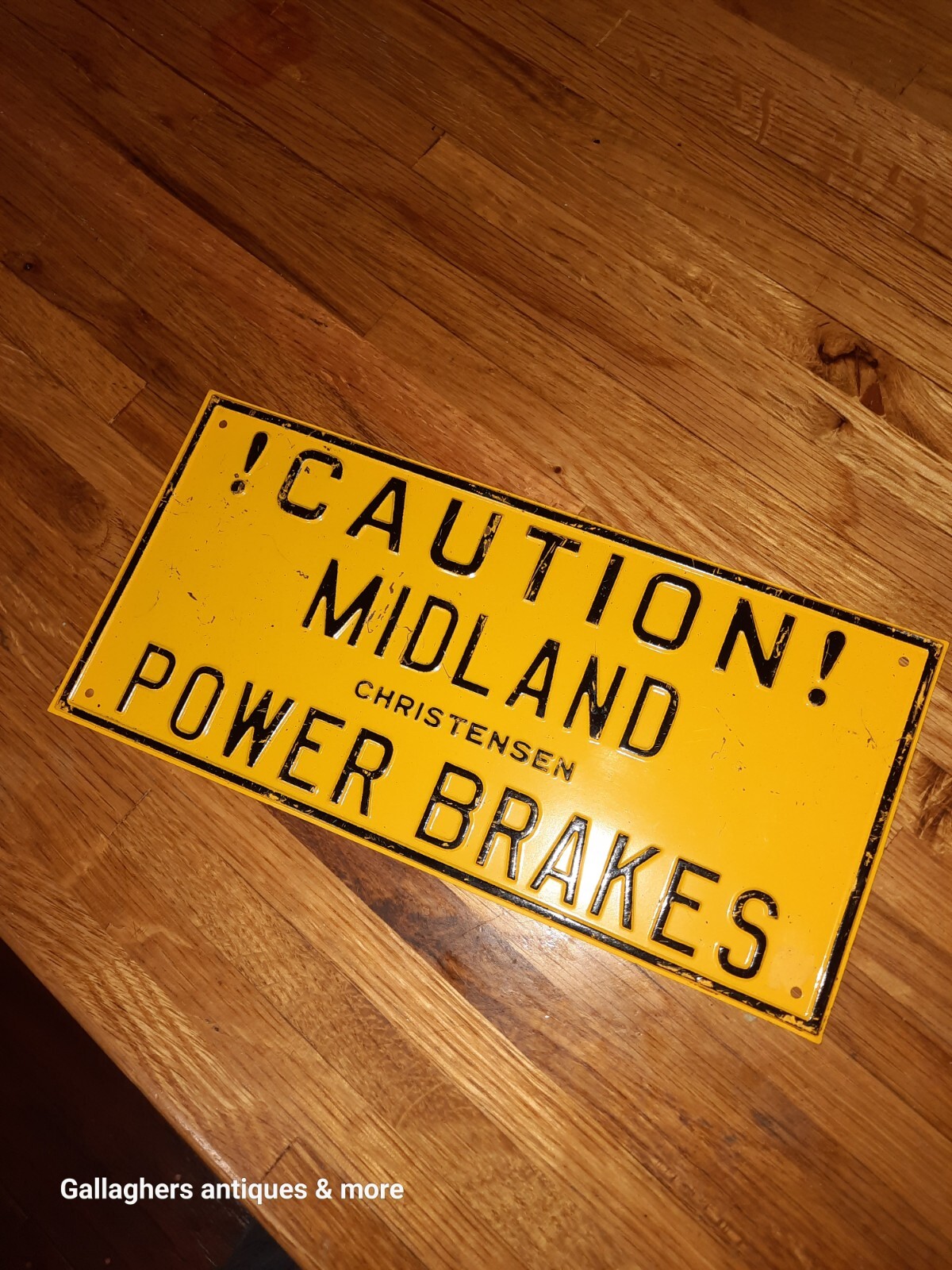 Rare vintage Midland Christensen Brake Equipment Caution power breaks Sign